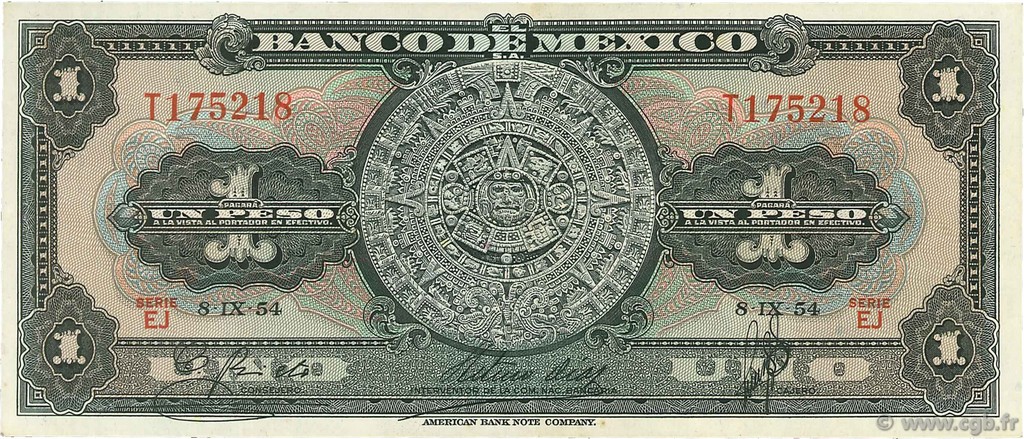 1 Peso MEXIQUE  1954 P.056b SPL