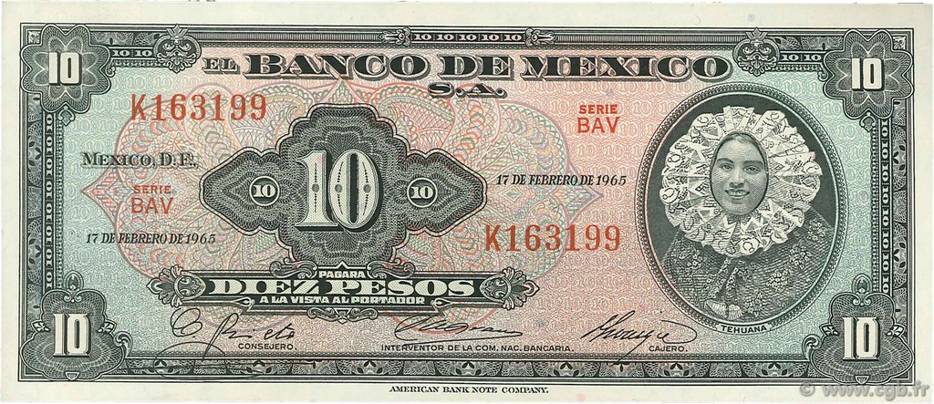 10 Pesos MEXIQUE  1965 P.058k SPL