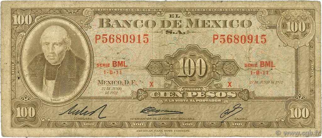 100 Pesos MEXICO  1972 P.061g RC