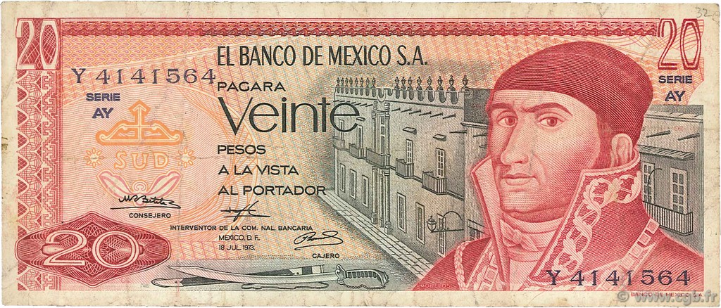 20 Pesos MEXIQUE  1973 P.064b B