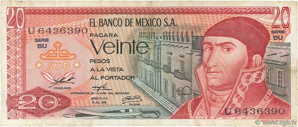 20 Pesos MEXICO  1976 P.064c MB