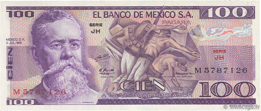 100 Pesos MEXICO  1978 P.066b SPL