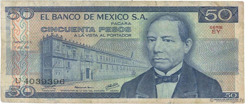 50 Pesos MEXIQUE  1978 P.067a TB