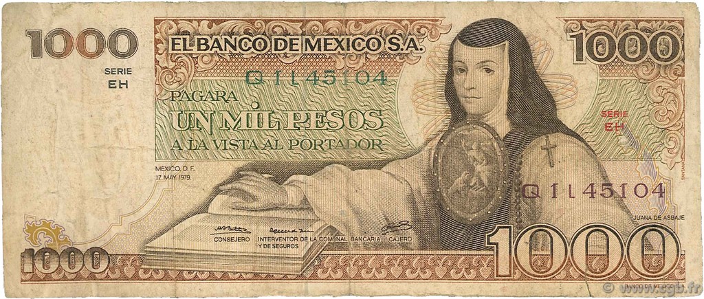 1000 Pesos MEXICO  1979 P.070b fS