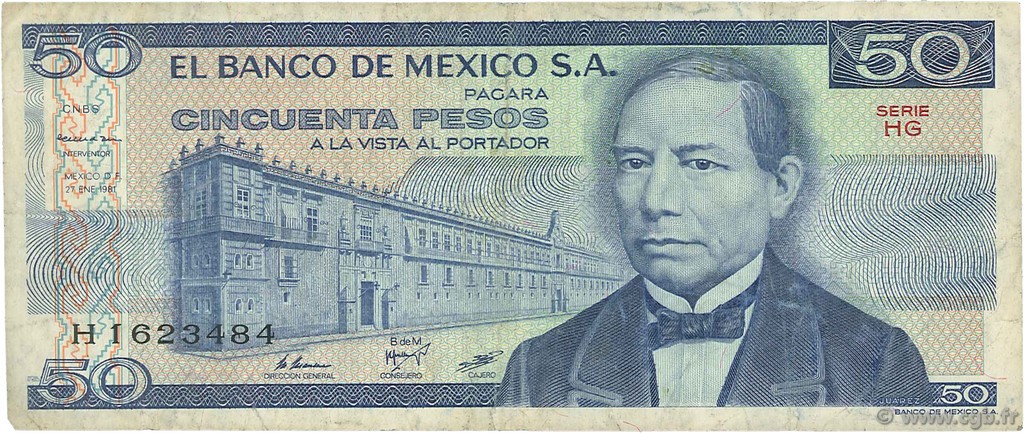 50 Pesos MEXICO  1981 P.073 MB
