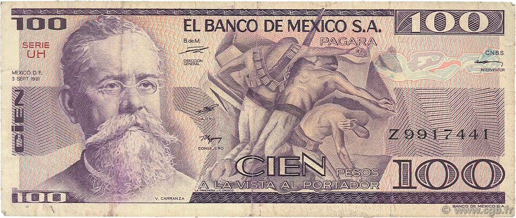 100 Pesos  MEXIQUE  1981 P.074b TB
