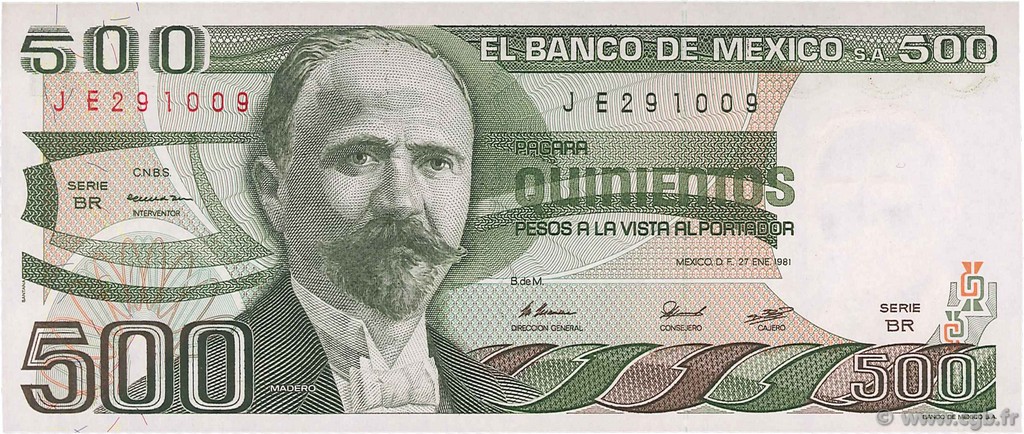 500 Pesos MEXICO  1981 P.075a UNC