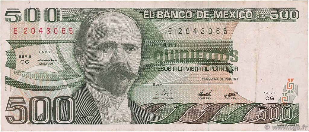 500 Pesos MEXIQUE  1982 P.075b TTB