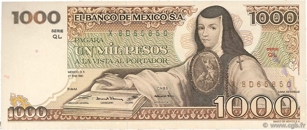 1000 Pesos MEXIQUE  1981 P.076b NEUF
