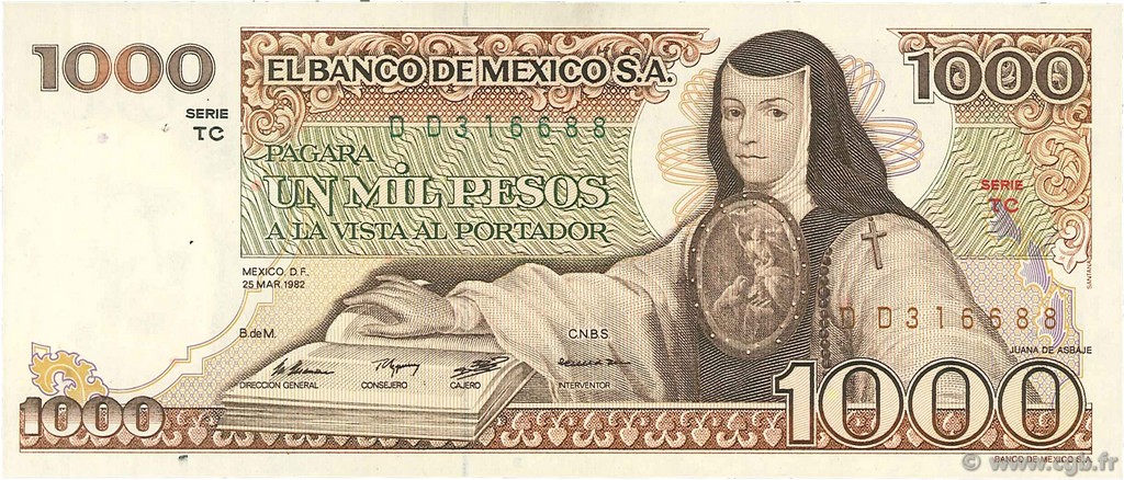 1000 Pesos MEXICO  1982 P.076d fST