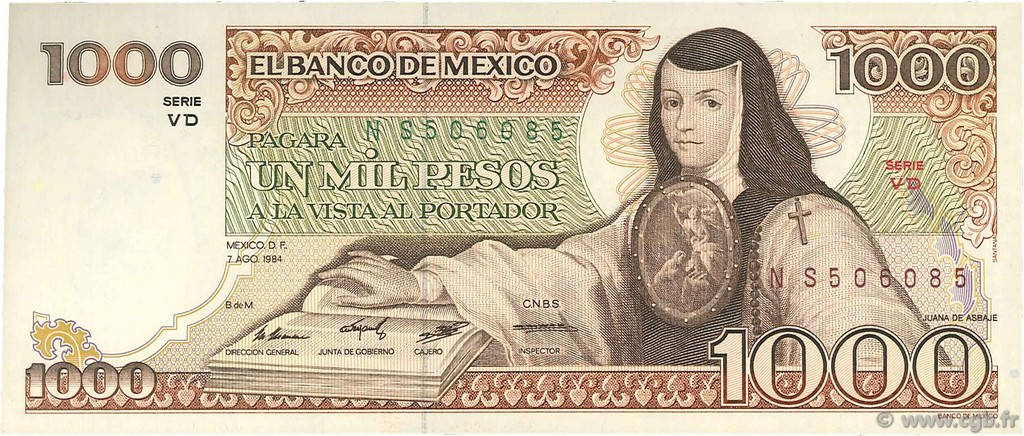 1000 Pesos MEXICO  1984 P.080b UNC