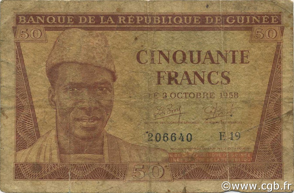 50 Francs GUINEA  1958 P.06 G