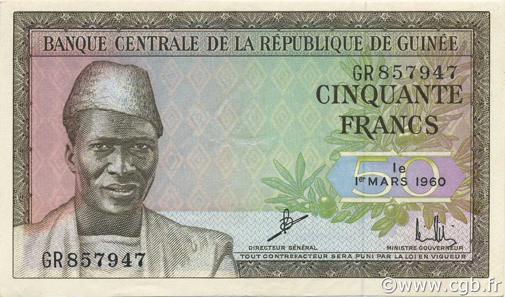 50 Francs GUINÉE  1960 P.12a SUP