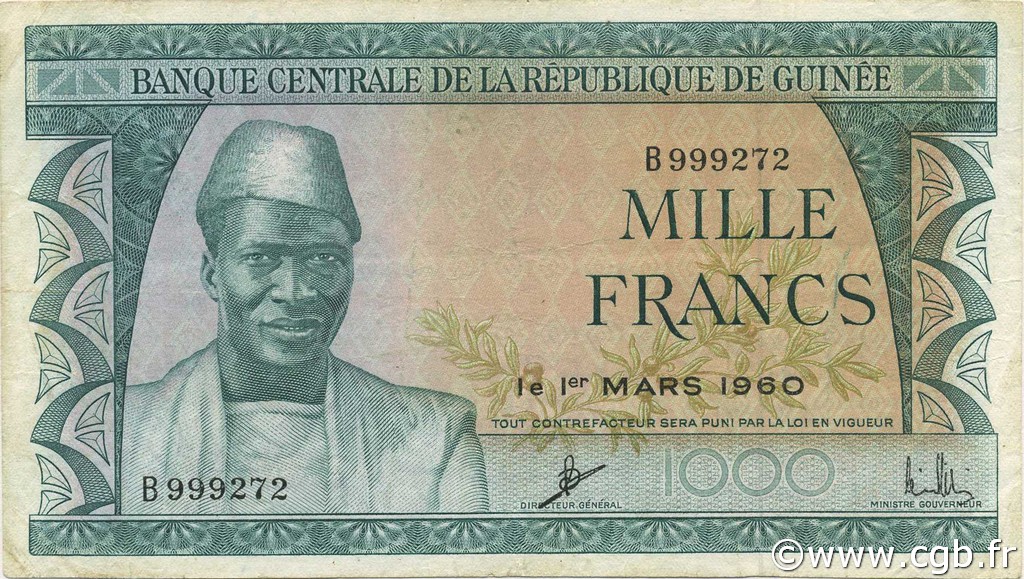 1000 Francs GUINEA  1960 P.15a SS