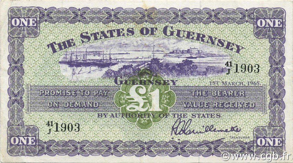 1 Pound GUERNSEY  1965 P.43b VZ