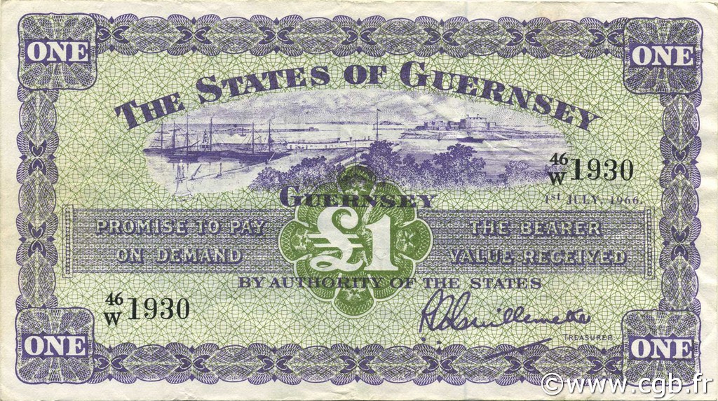 1 Pound GUERNSEY  1966 P.43c q.SPL