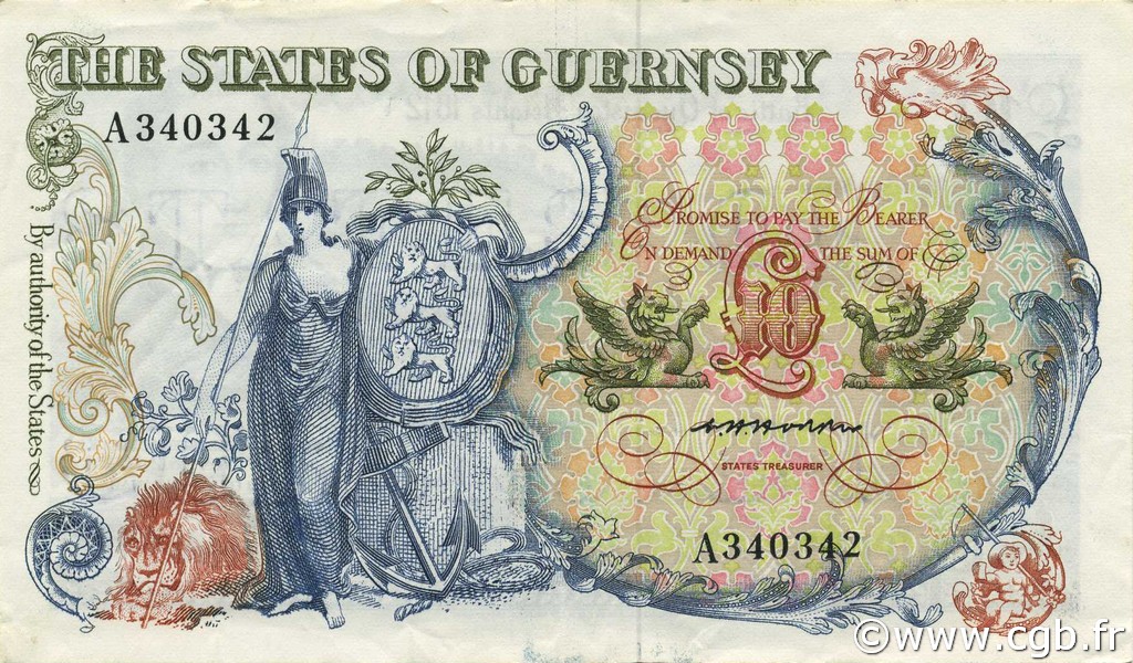 10 Pounds GUERNSEY  1975 P.47 EBC
