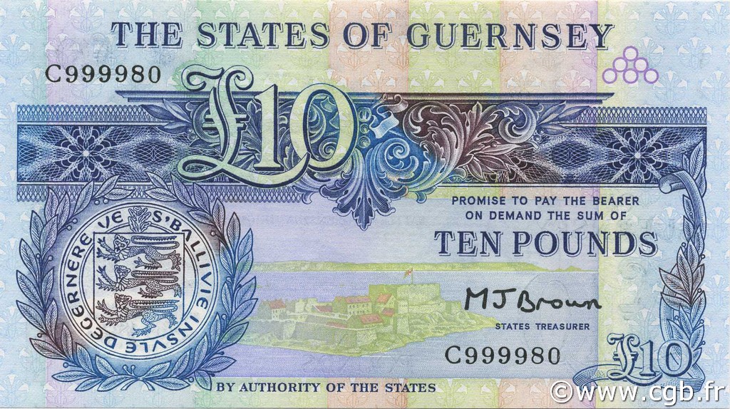 10 Pounds GUERNSEY  1980 P.50b ST