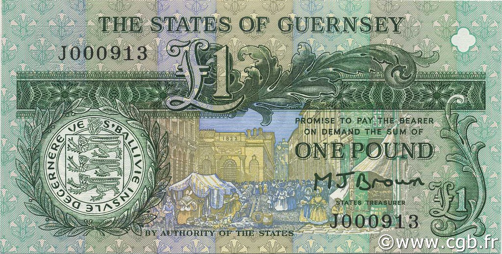 1 Pound GUERNSEY  1991 P.52a SC+