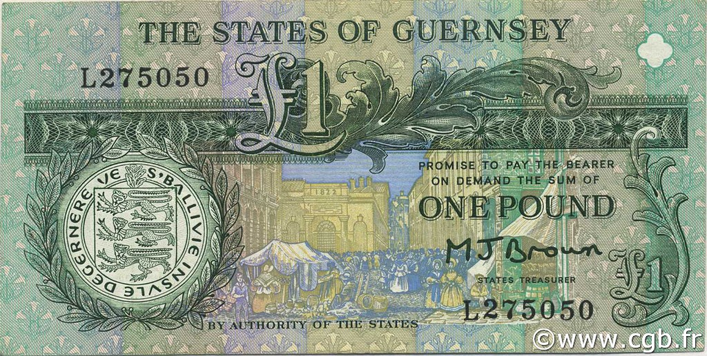 1 Pound GUERNSEY  1991 P.52a XF-