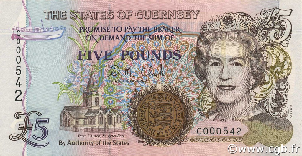 5 Pounds GUERNSEY  1996 P.56b UNC