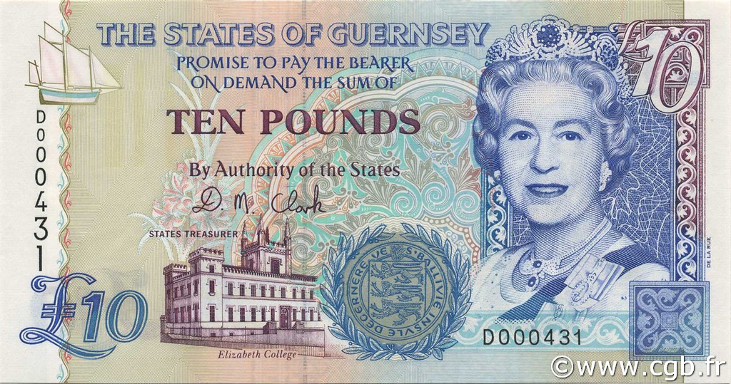 10 Pounds GUERNSEY  1995 P.57b SC+