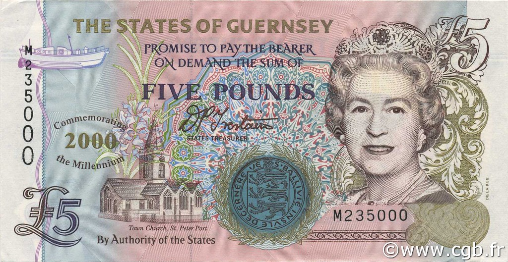5 Pounds Commémoratif GUERNSEY  2000 P.60 fST