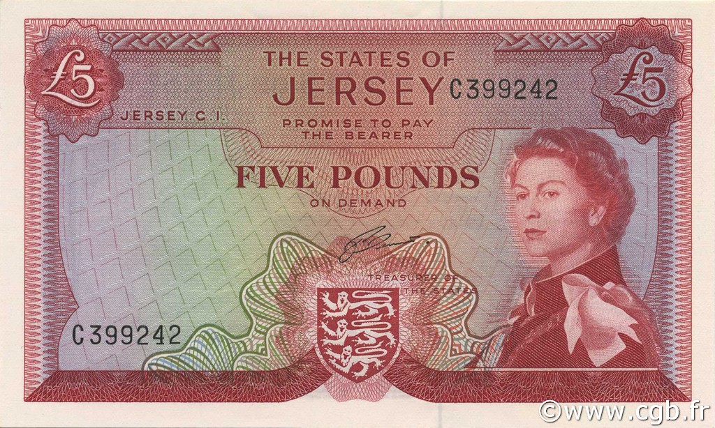 5 Pounds JERSEY  1963 P.09b ST