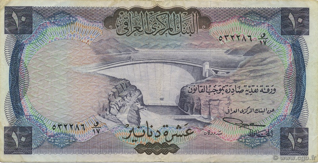 10 Dinars IRAQ  1971 P.060 BB