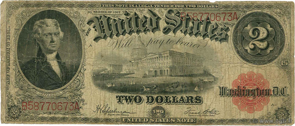2 Dollars STATI UNITI D AMERICA  1917 P.188 B