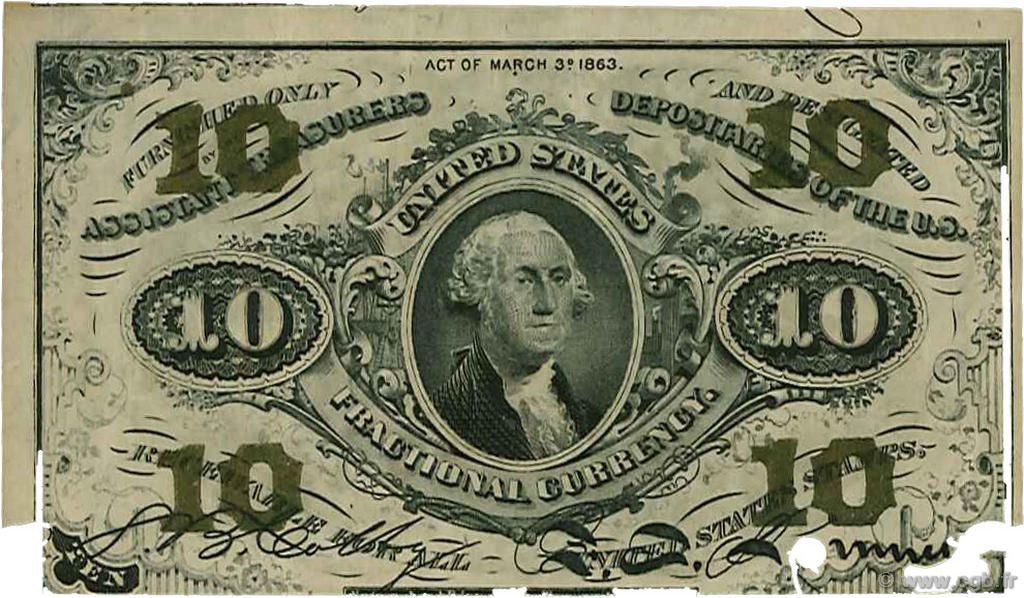 10 Cents STATI UNITI D AMERICA  1863 P.108 q.SPL