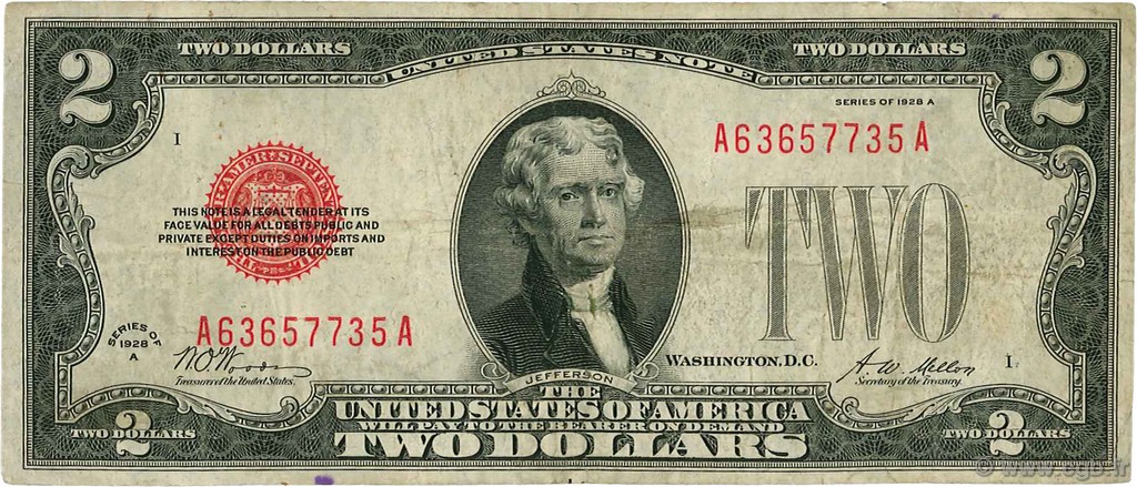 2 Dollars ÉTATS-UNIS D AMÉRIQUE  1928 P.378a TB