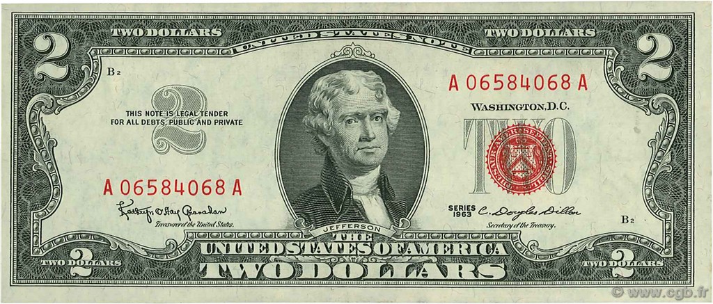 2 Dollars ÉTATS-UNIS D AMÉRIQUE  1963 P.382 SUP