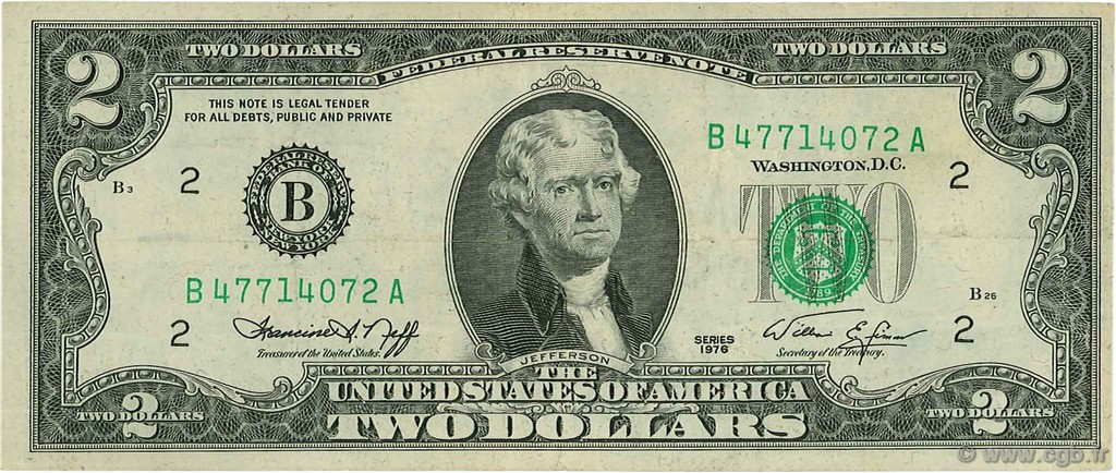 2 Dollars ÉTATS-UNIS D AMÉRIQUE New York 1976 P.461 TTB
