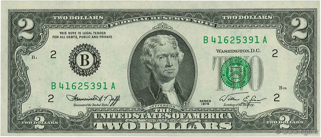 2 Dollars UNITED STATES OF AMERICA New York 1976 P.461 UNC