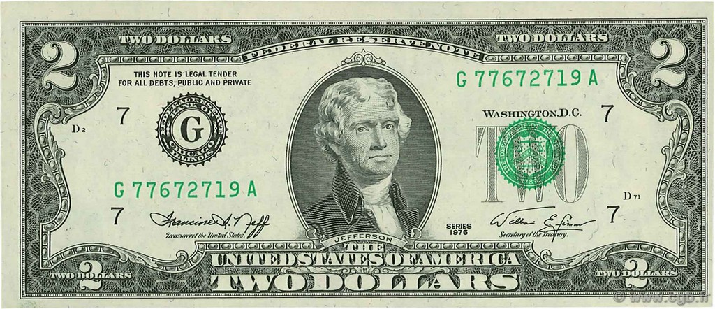 2 Dollars STATI UNITI D AMERICA Chicago 1976 P.461 q.FDC