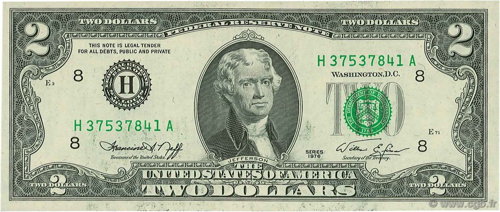 2 Dollars STATI UNITI D AMERICA St.Louis 1976 P.461 q.FDC