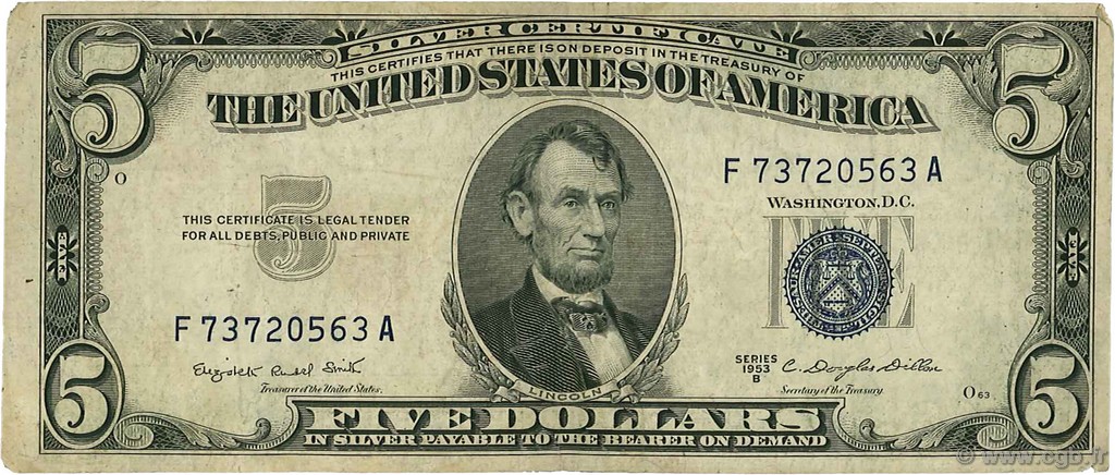 5 Dollars STATI UNITI D AMERICA  1953 P.417b MB