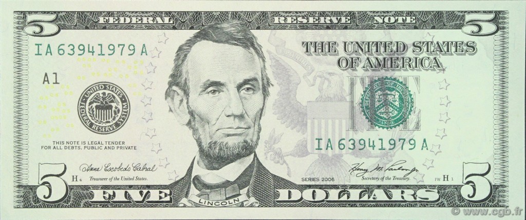5 Dollars UNITED STATES OF AMERICA Boston 2006 P.524 UNC