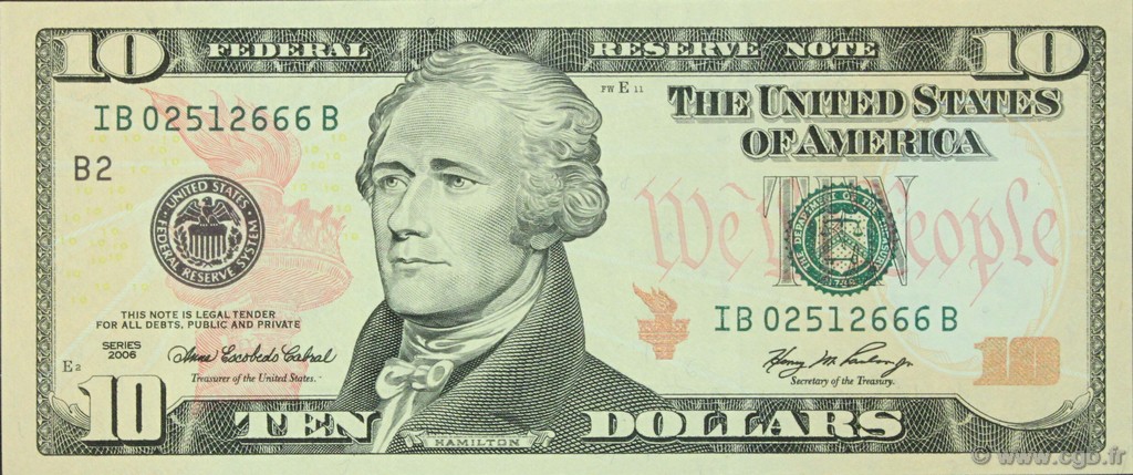 10 Dollars UNITED STATES OF AMERICA New York 2006 P.525 UNC