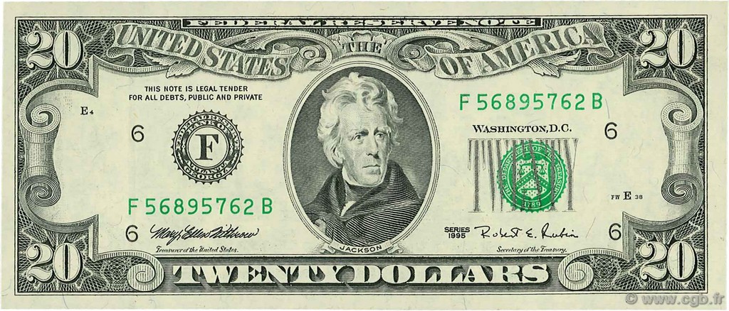 20 Dollars UNITED STATES OF AMERICA Atlanta 1995 P.500 XF+