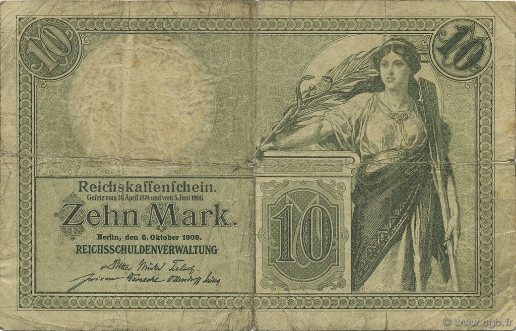 10 Mark DEUTSCHLAND  1906 P.009b S