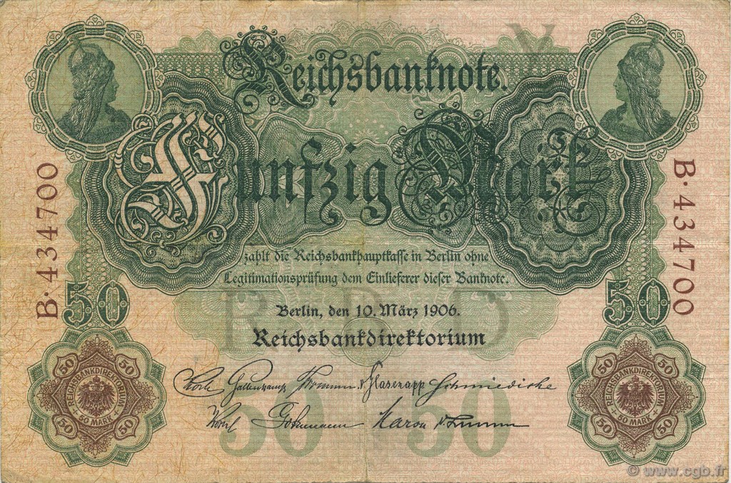 50 Mark GERMANY  1906 P.026a VF