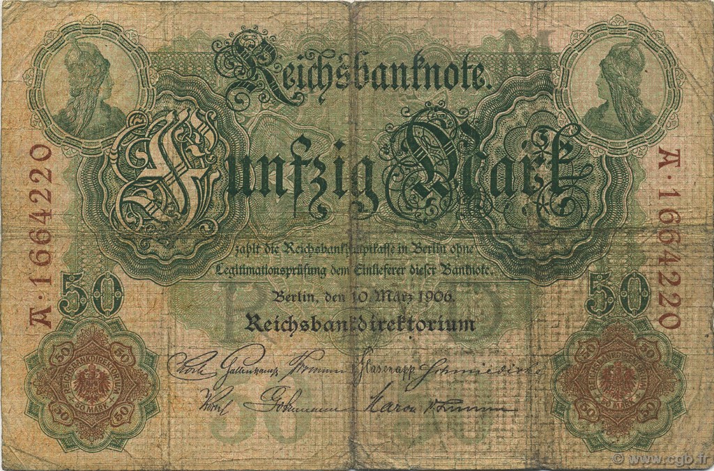 50 Mark GERMANY  1906 P.026b VG