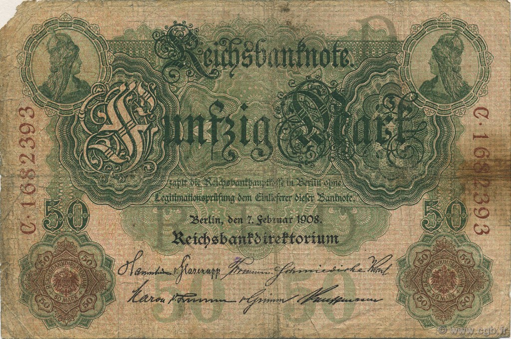 50 Mark GERMANY  1908 P.032 G