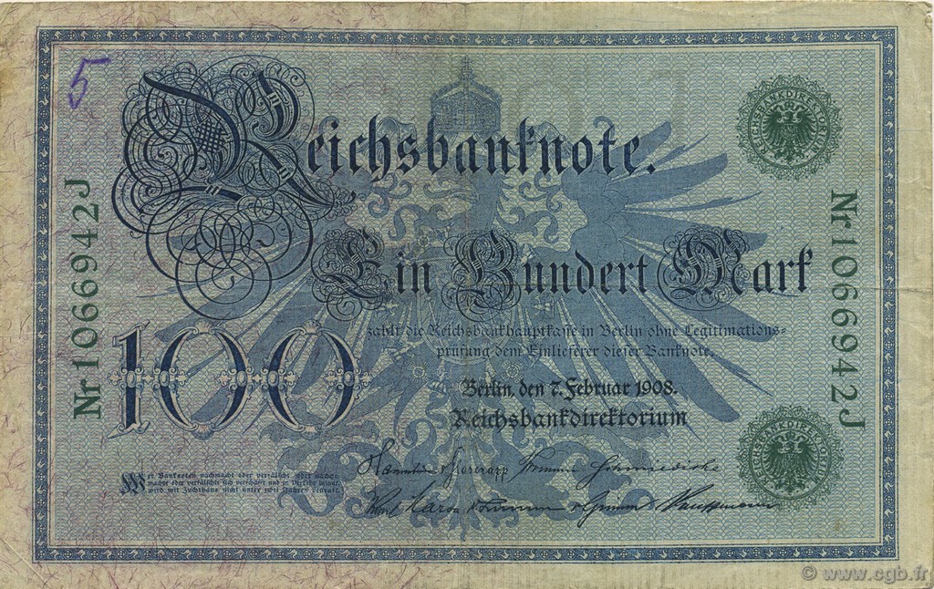 100 Mark GERMANIA  1908 P.034 MB