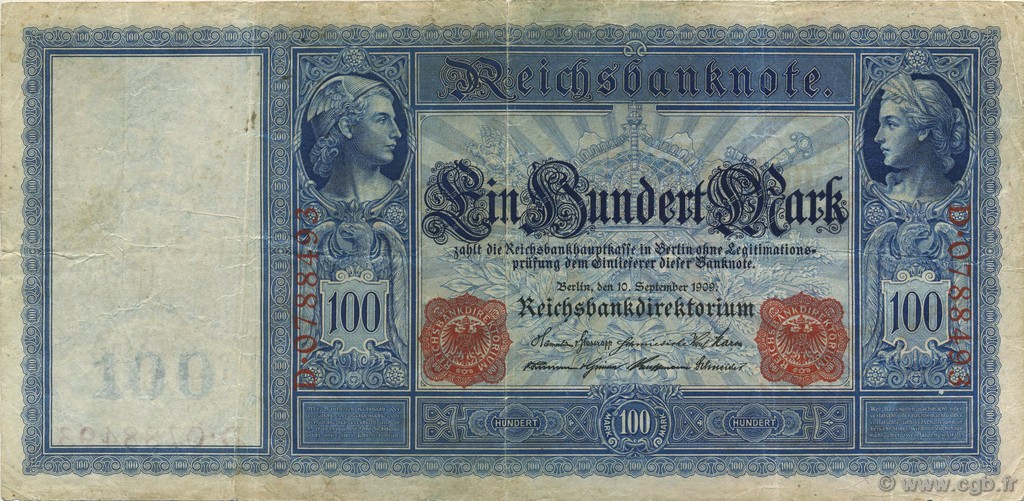 100 Mark GERMANIA  1909 P.038 BB