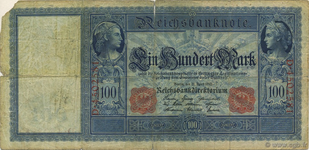100 Mark GERMANY  1910 P.042 G