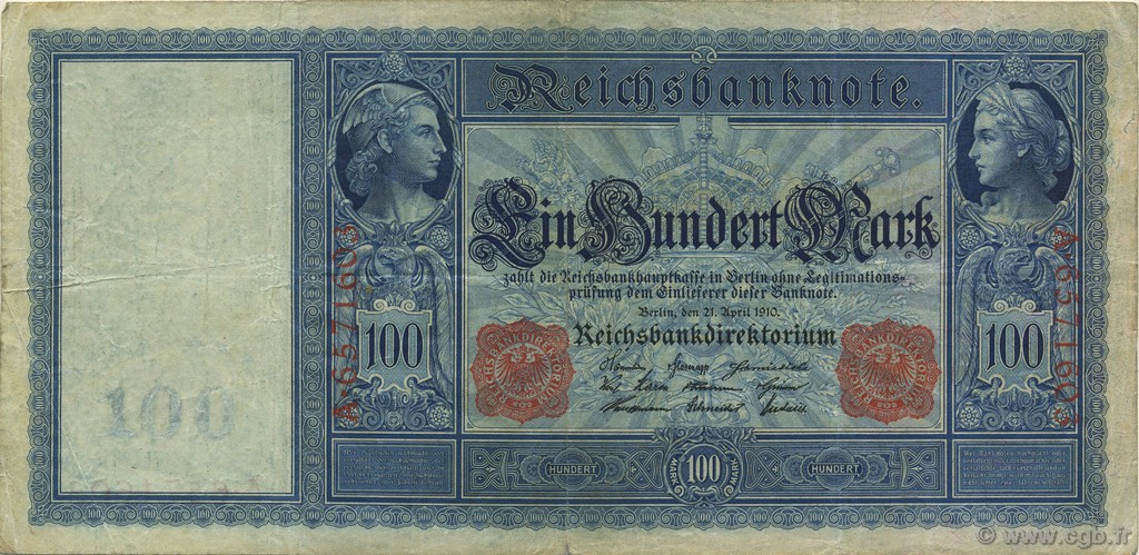 100 Mark DEUTSCHLAND  1910 P.042 SS