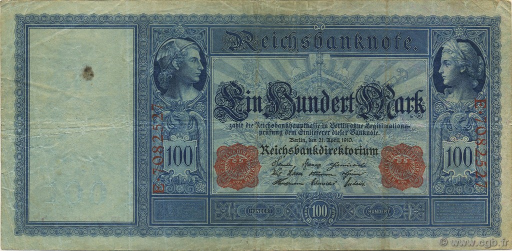 100 Mark DEUTSCHLAND  1910 P.042 S